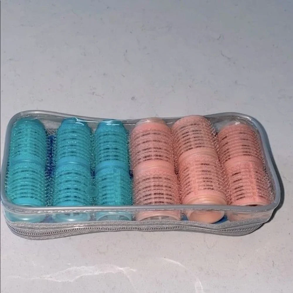 Blue and Pink Hair Rollers Set: 11 total, 3 different sizes